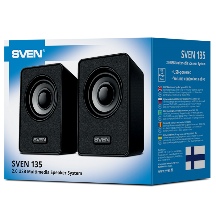 Колонки SVEN 135 (2.0, 2x3W, USB, Black)