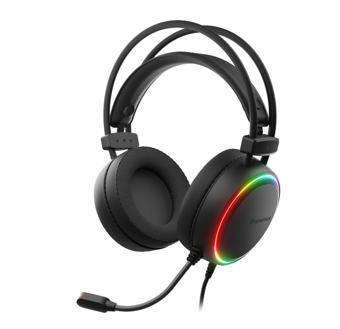 Ականջակալ խոսափողով Genesis NSG-2307 NEON 613 G2 RGB ILLUMINATION Black, Gaming (Mini-Jack)