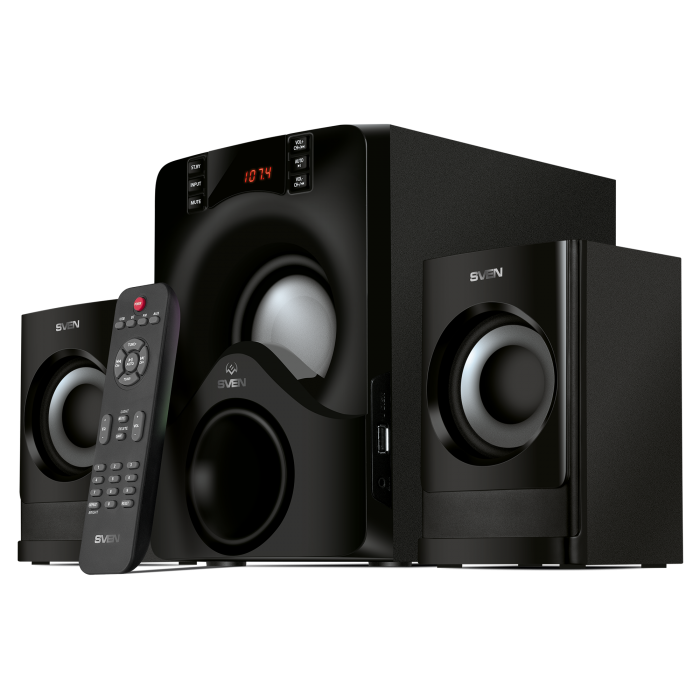Колонки SVEN MS-312 (2.1, 20W + 2x10W, Bluetooth, FM, USB, Display, R/C, Black)