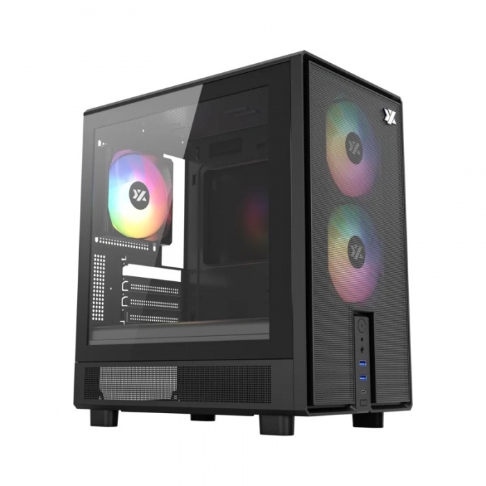 Корпус MidiTower XYZ ATOM Black (w/o PSU, Side TG, Integrated Fans, X-CS-ATOM-B)