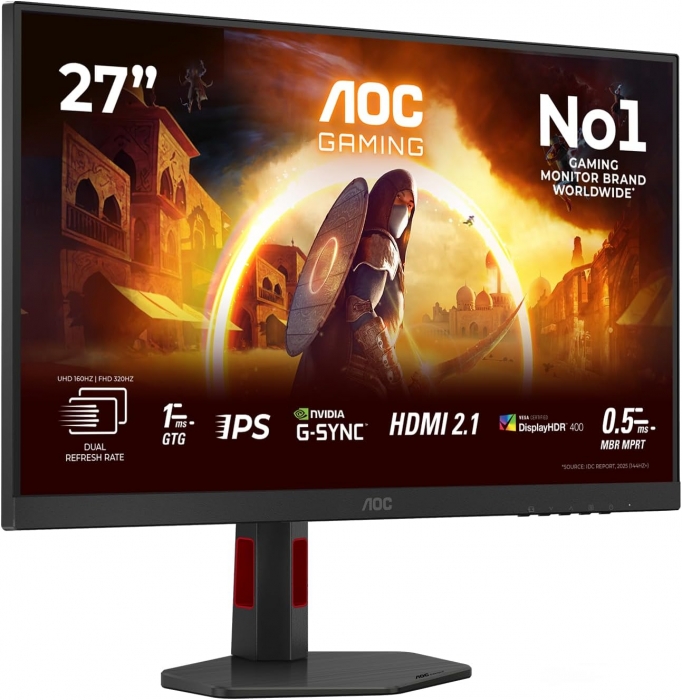 Монитор LED 27″ AOC U27G4R (4K Fast IPS, 3840×2160, 160Hz, 1000:1, 1ms, 2xHDMI/1xDP)