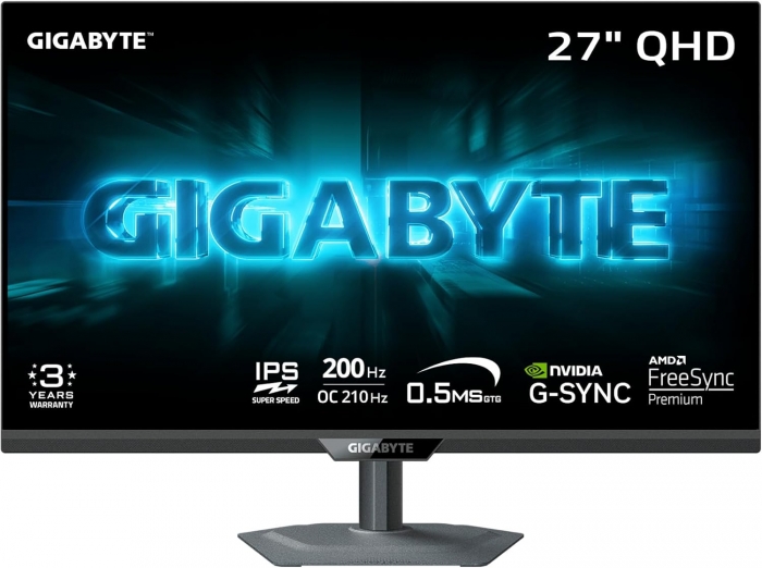 Монитор 27″ Gigabyte G27Q20 Gaming (QHD SS IPS, 2560×1440, 210Hz, 1000:1, 0.5ms, sRGB 130%, HDR10, FreeSync, 2xHDMI/DP)